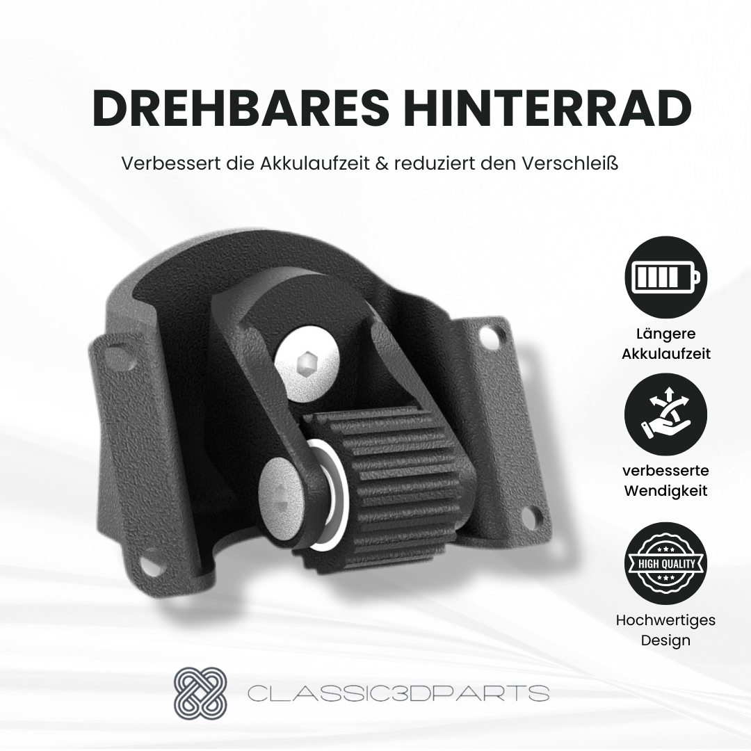 Drehbares Hinterrad für Husqvarna Gardena Flymo MCCulloch Rasenmäher Roboter (mehr Grip)