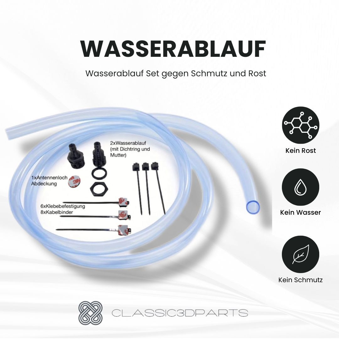 Wasserablauf Set für VW T4 Laubschutzgitter Sieb Filter Kotflügel Rostschutz