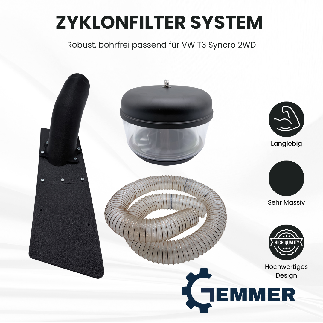 Schnorchel – robust, bohrfrei Zyklonfilter System passend für VW T3 Syncro 2WD