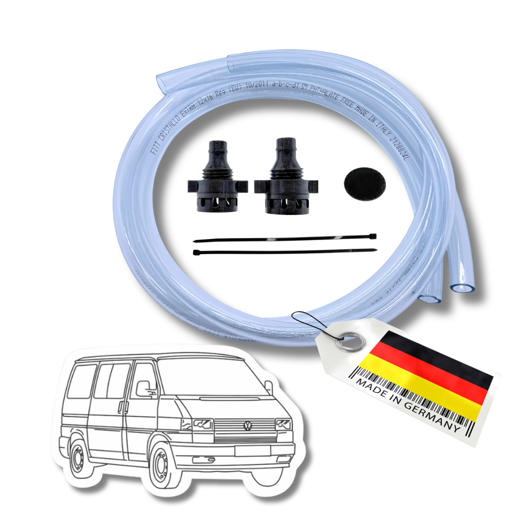 Wasserablauf Set passend für VW T4 Laubschutzgitter Sieb Filter Kotflügel Rostschutz