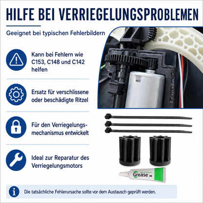2 × Zahnrad + Fett passend für Vorwerk Thermomix TM5 / TM6 Verriegelungs-Antrieb - Robustes ASA Ritzel für Fehler C153/C148/C142