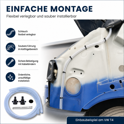 Wasserablauf Set passend für VW T4 Laubschutzgitter Sieb Filter Kotflügel Rostschutz