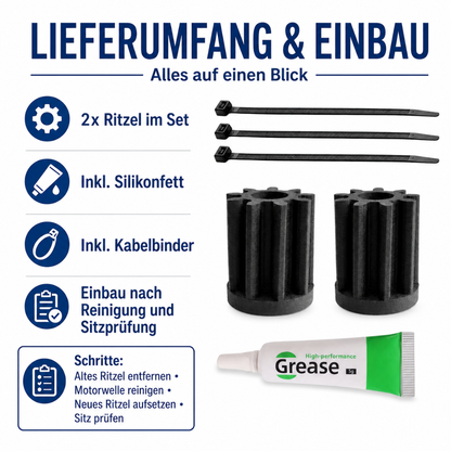 2 × Zahnrad + Fett passend für Vorwerk Thermomix TM5 / TM6 Verriegelungs-Antrieb - Robustes ASA Ritzel für Fehler C153/C148/C142