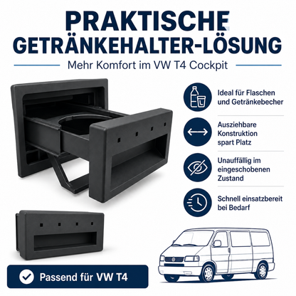 Premium Flaschenhalter Getränkehalter passend für VW T4 Dosenhalter statt Aschenbecher