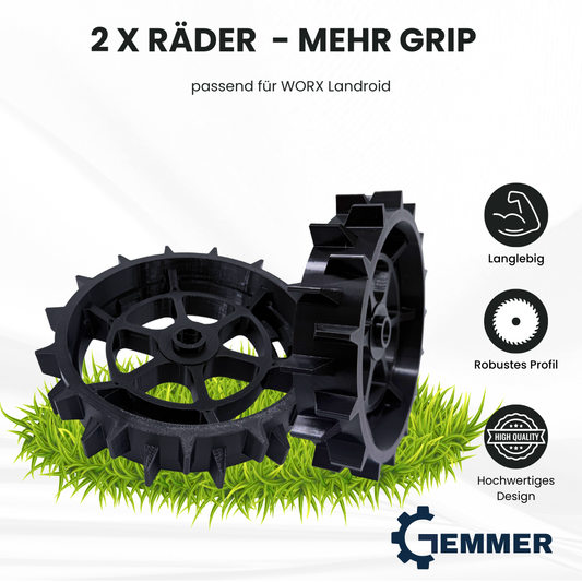 Räder passend für WORX WA0950 Landroid - verbessertes Profil für mehr Grip